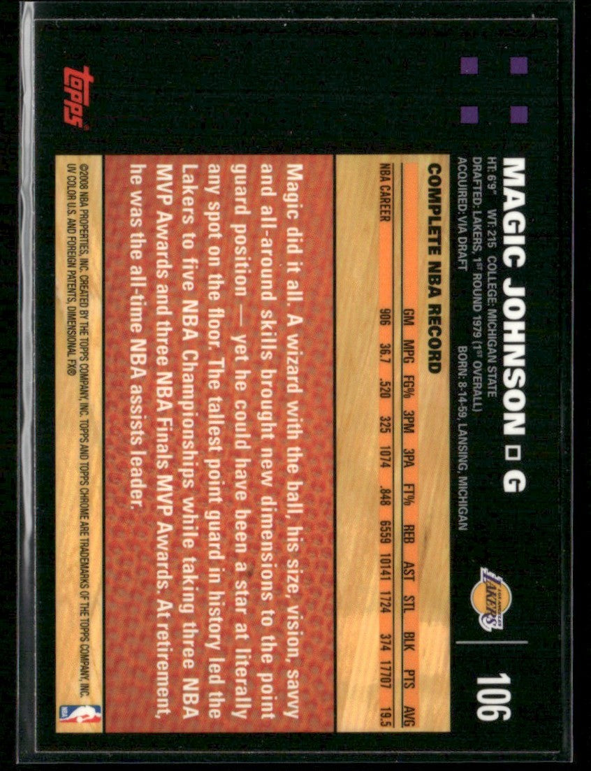 Magic Johnson 2007 Topps Chrome #106 Los Angeles Lakers