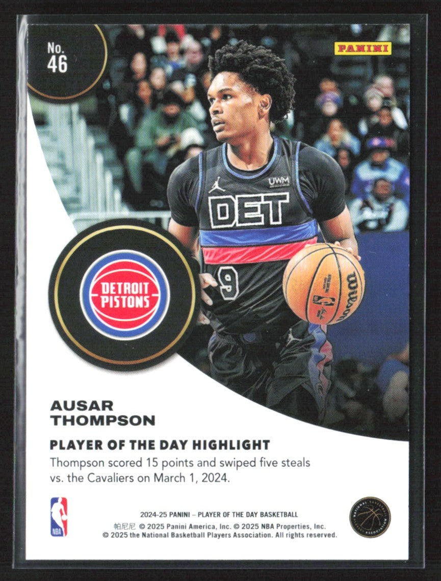 Ausar Thompson 2024 Panini Player of the Day #46 Detroit Pistons