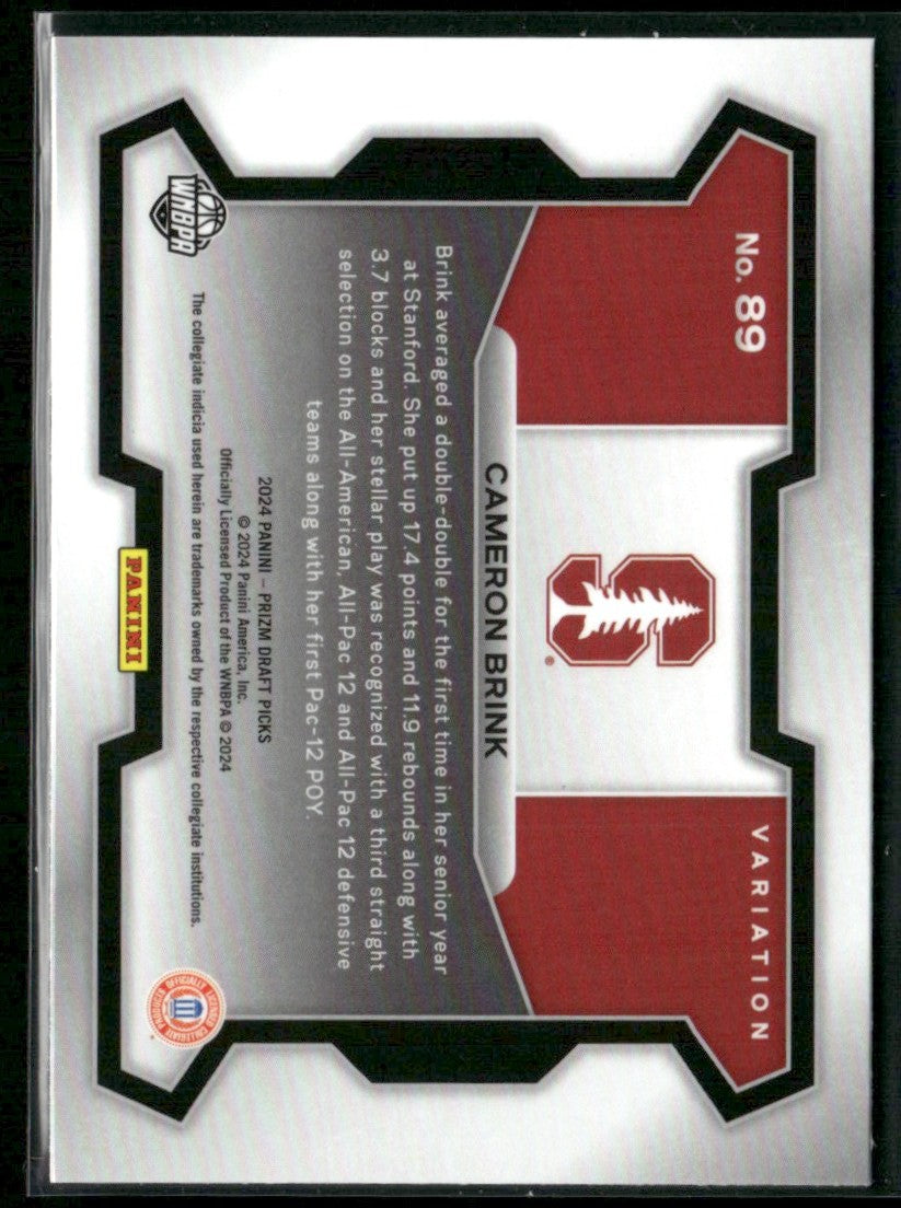 Cameron Brink 2024 Panini Prizm Draft Picks Variation RC #89 Stanford Cardinals