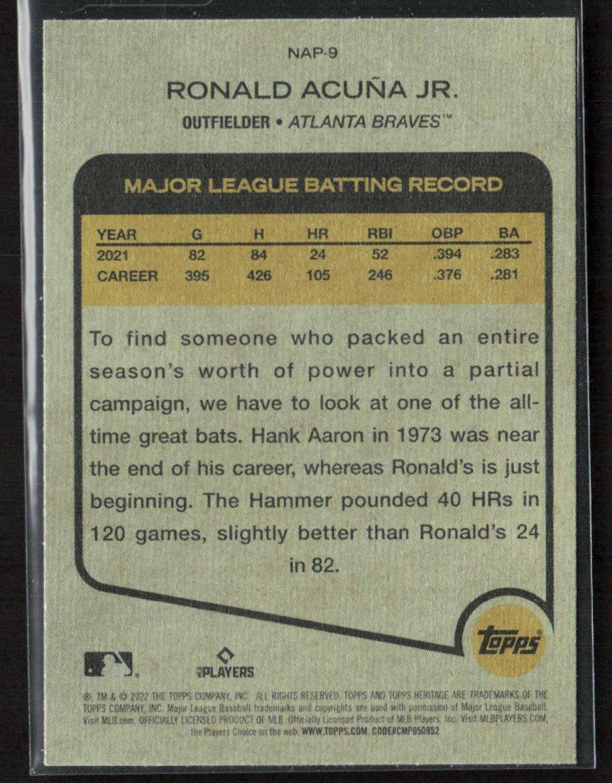 Ronald Acuna Jr. 2022 Topps Heritage New Age Performers #NAP-9 Atlanta Braves