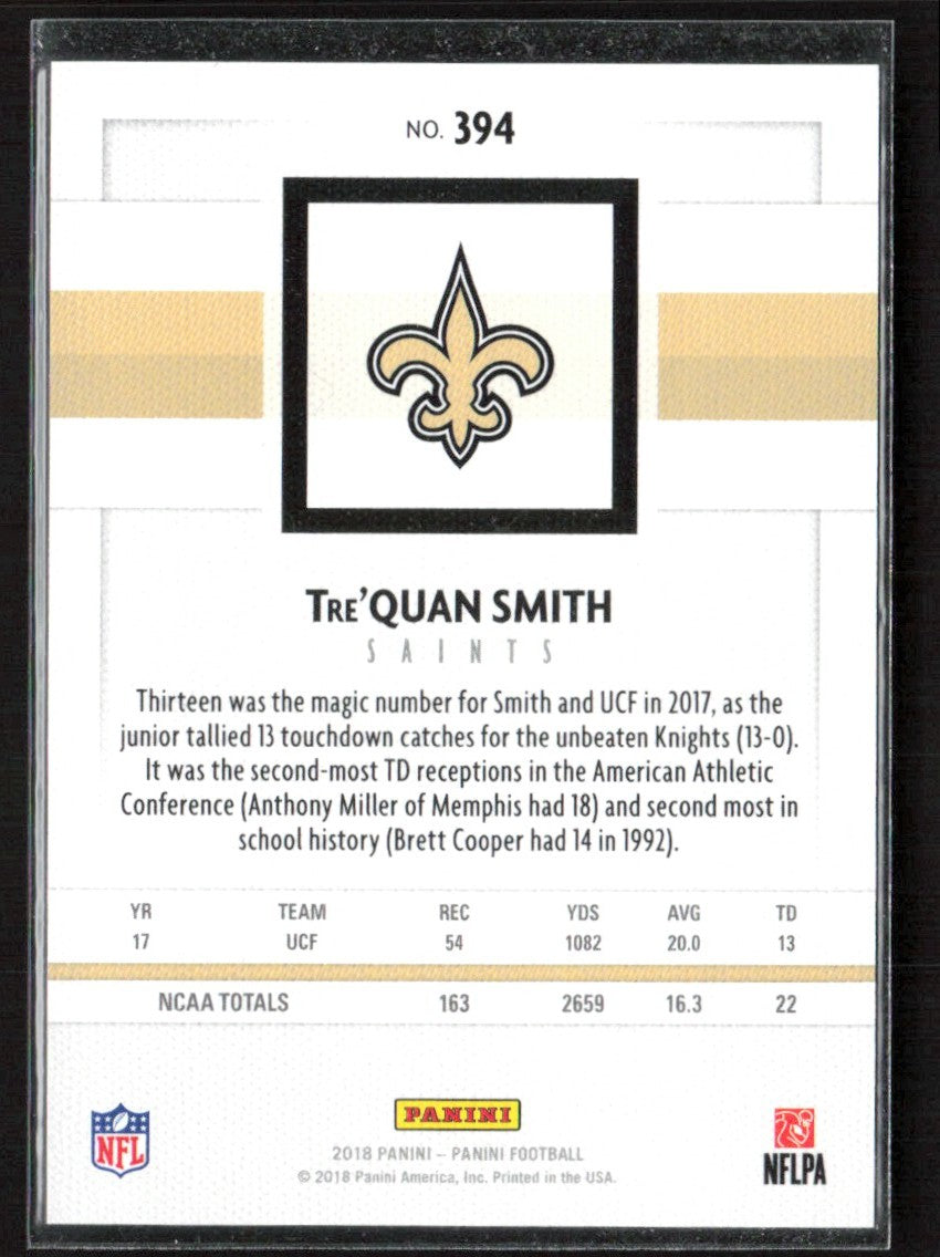 Tre'Quan Smith 2018 Panini Silver Knight RC /50 #394 New Orleans Saints