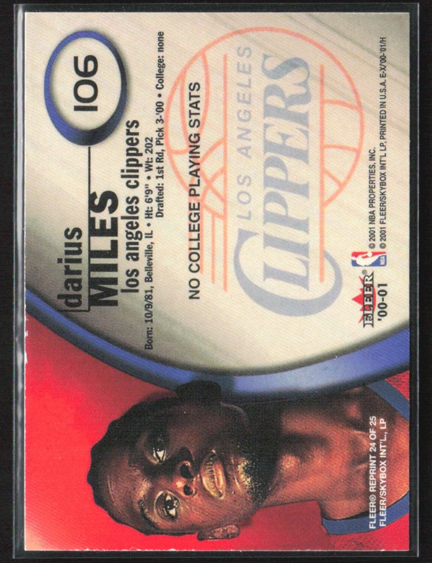 Darius Miles 2001 Fleer Platinum RC #106 Los Angeles Clippers
