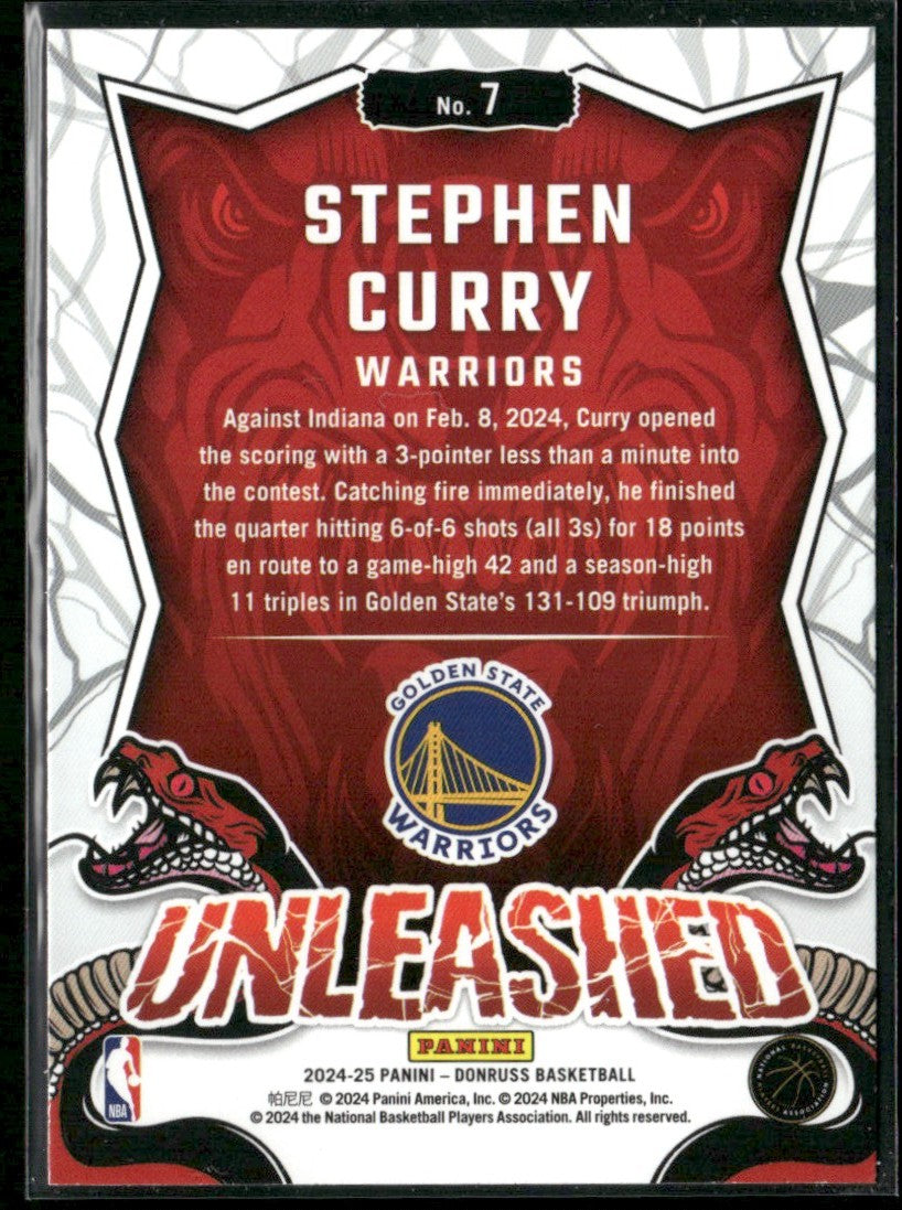 Stephen Curry 2024 Donruss Unleashed #7 Golden State Warriors