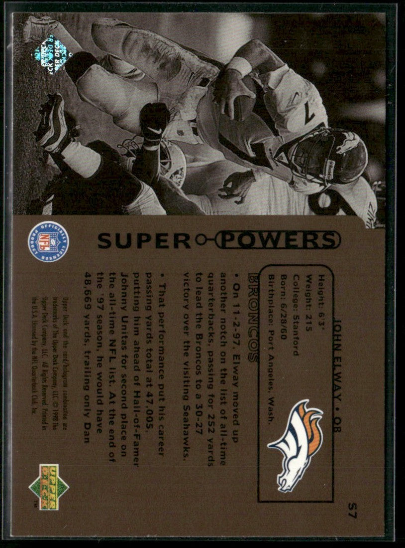 John Elway 1998 Upper Deck Super Powers #S7 Denver Broncos