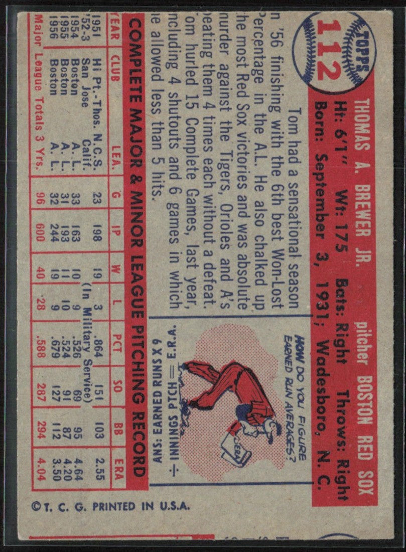 Tom Brewer 1957 Topps #112 Boston Red Sox