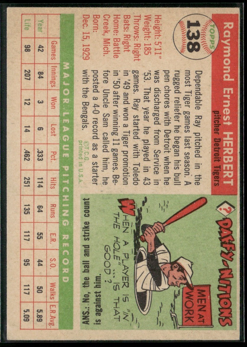 Ray Herbert 1955 Topps #138 Detroit Tigers