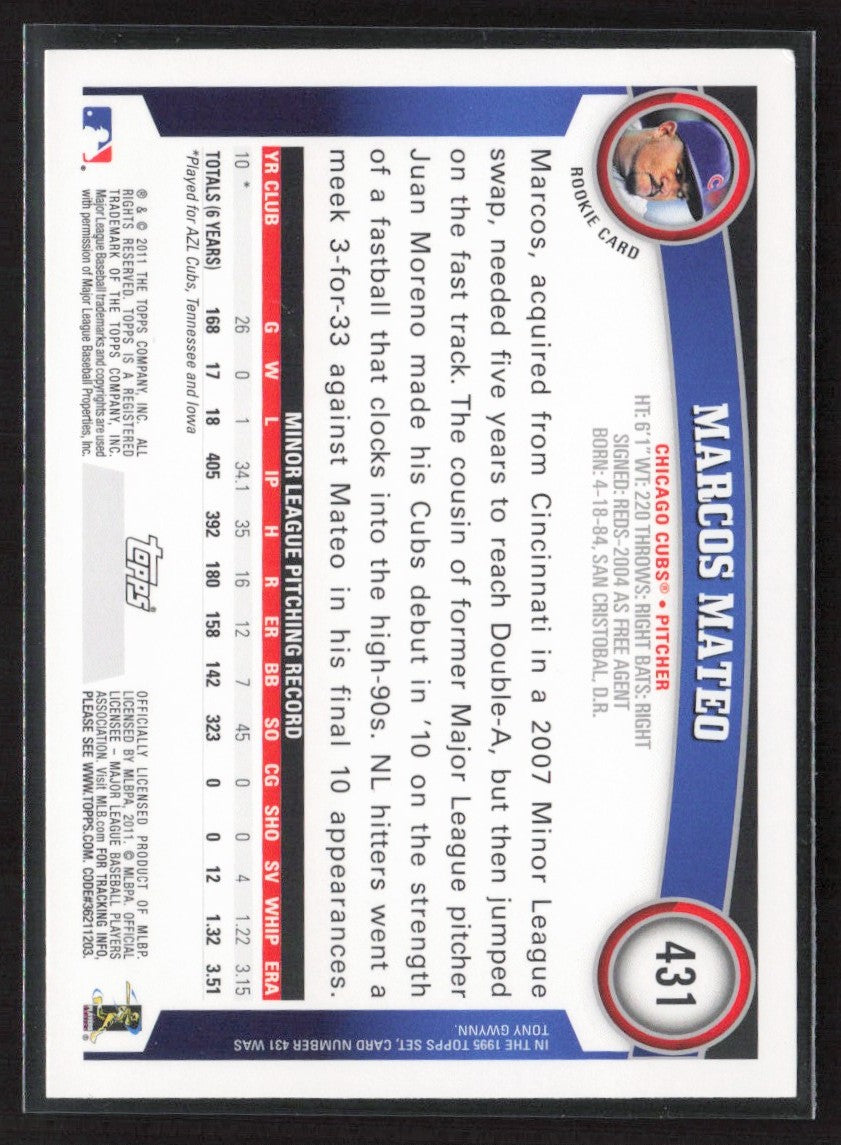 Marcos Mateo 2011 Topps Cognac Diamond Anniversary RC #431 Chicago Cubs