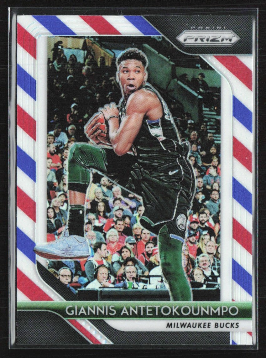 Giannis Antetokounmpo 2018 Panini Prizm Red White & Blue #296 Milwaukee Bucks