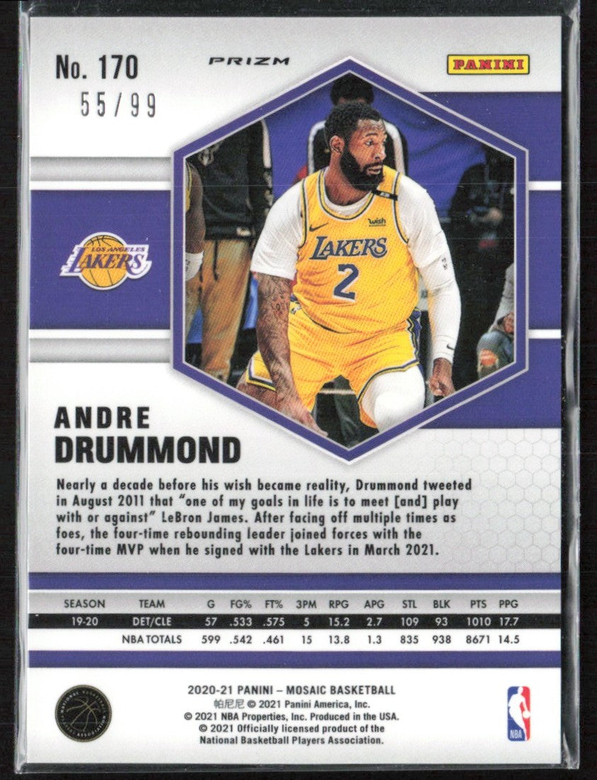 Andre Drummond 2020 Panini Mosaic Blue /99 #170 Los Angeles Lakers