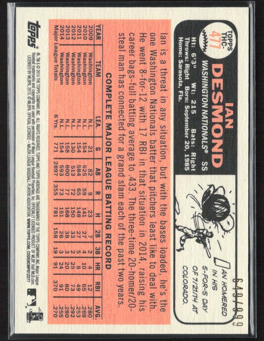 Ian Desmond 2015 Topps Heritage Chrome /999 #THC-477 Washington Nationals