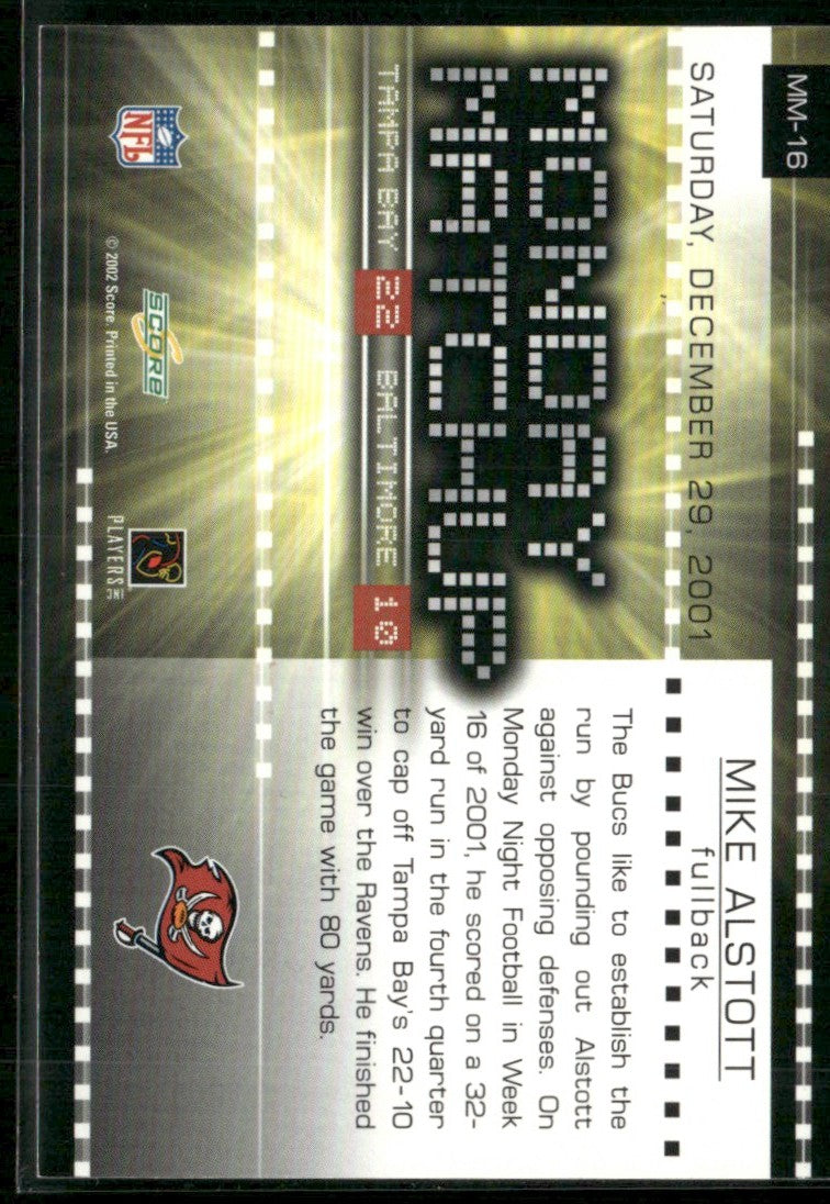 Mike Alstott 2002 Score Monday Matchup #MM-16 Tampa Bay Buccaneers