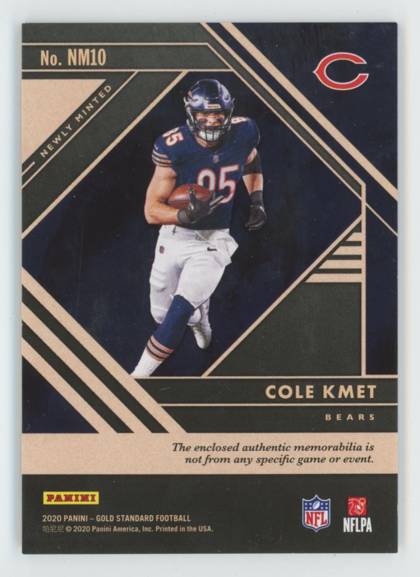 Cole Kmet 2020 Panini Gold Standard Newly Minted /225 Jersey #NM10 Chicago Bears