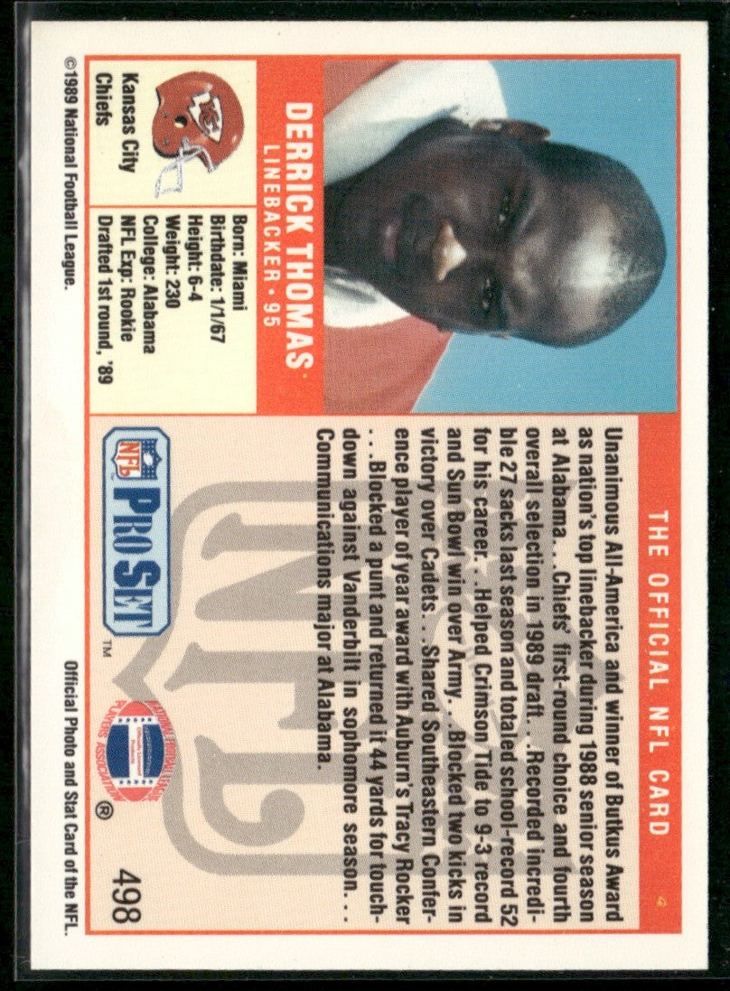 Derrick Thomas 1989 Pro Set RC #498 Kansas City Chiefs