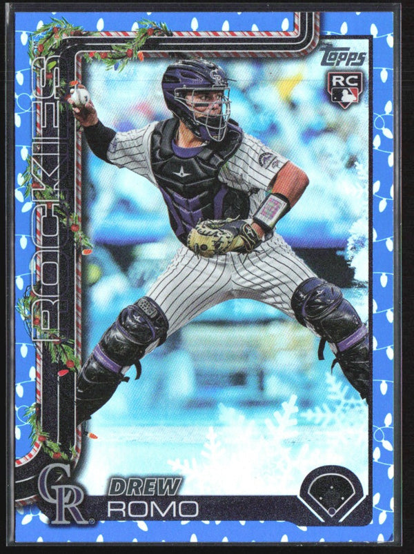 Drew Romo 2025 Topps Holiday Blue Holiday Lights RC #H114 Colorado Rockies