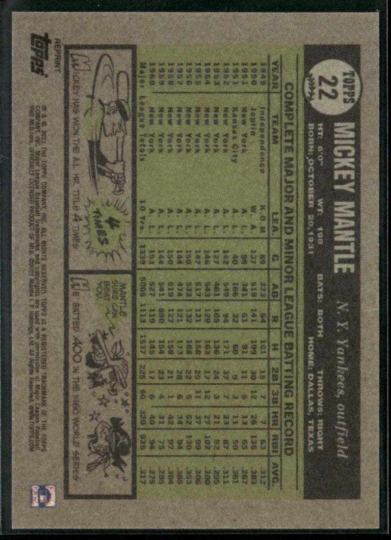 Mickey Mantle 2021 Topps #22 New York Yankees