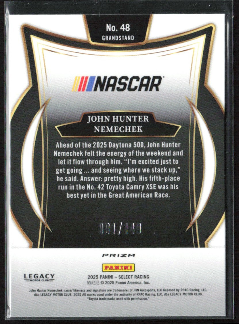 John Hunter Nemechek 2025 Panini Select Grandstand Black White /149 #48