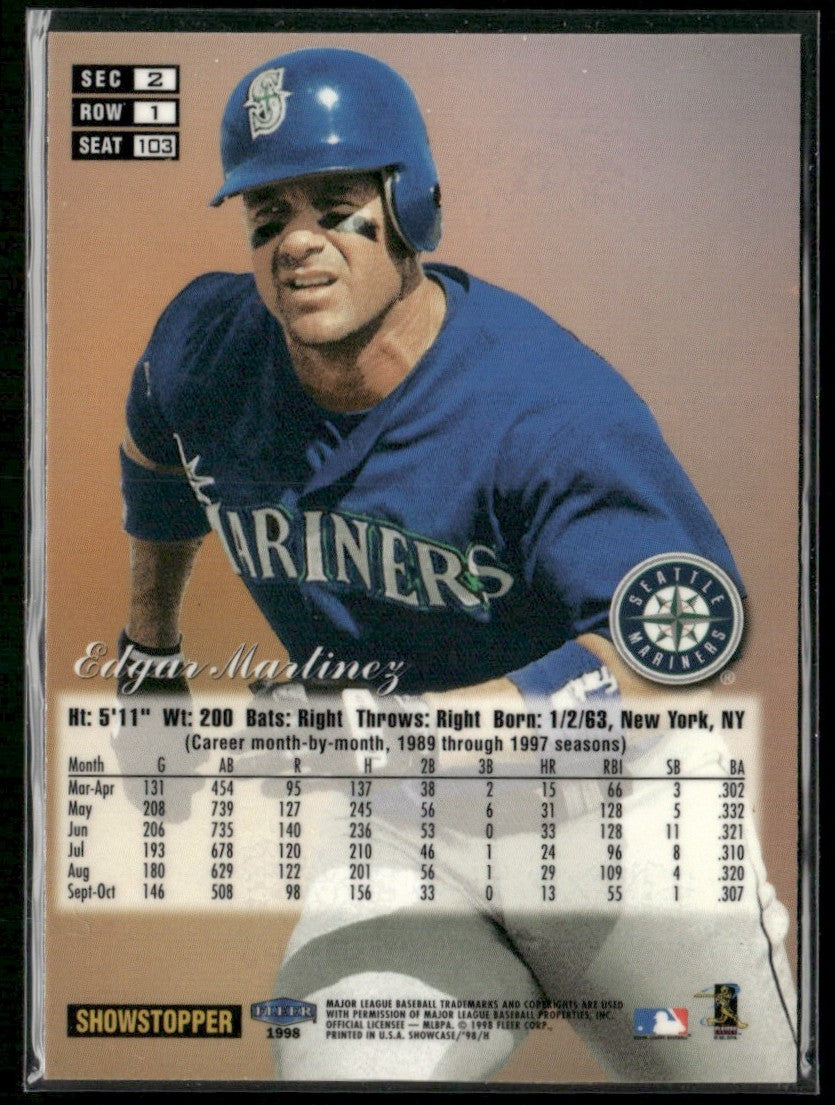 Edgar Martinez 1998 Fleer Skybox Showcase Row 1 #103 Seattle Mariners