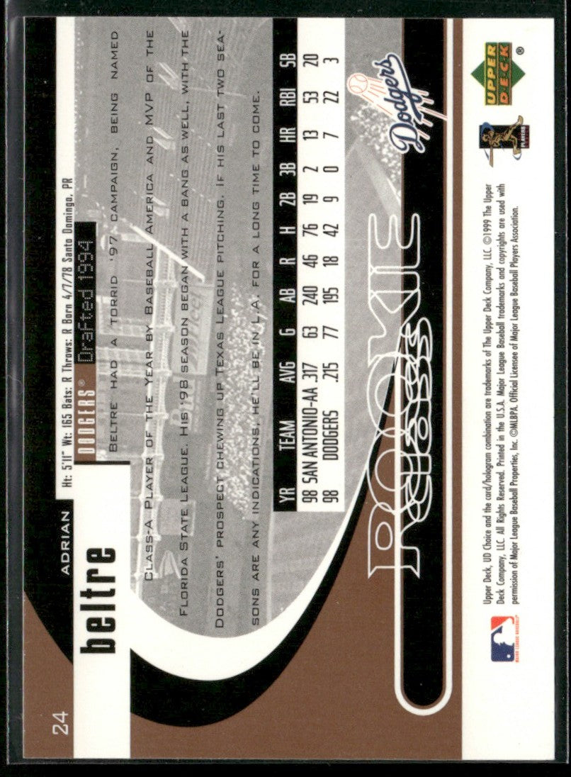 Adrian Beltre 1999 UD Choice RC #24 Los Angeles Dodgers