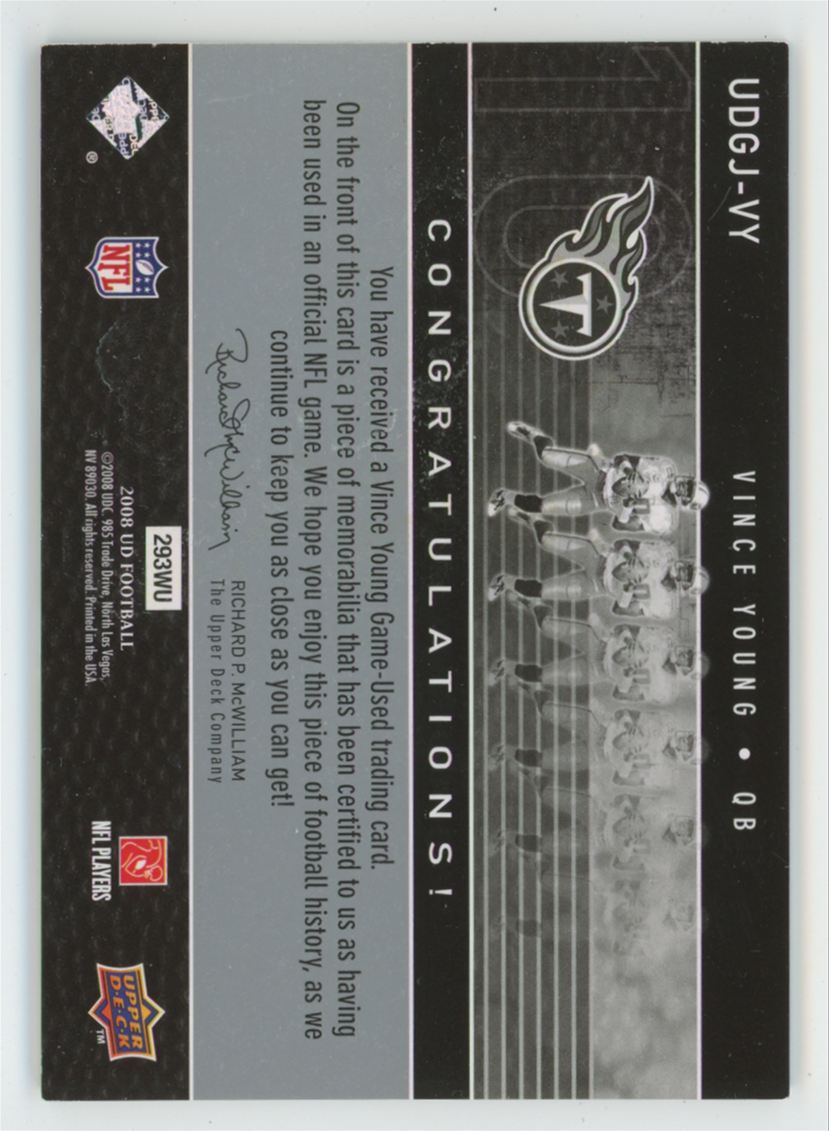 Vince Young 2008 Upper Deck Game Jerseys Jersey #UDGJ-VY Tennessee Titans