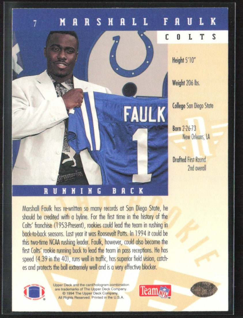 Marshall Faulk 1994 Upper Deck RC #7 Indianapolis Colts