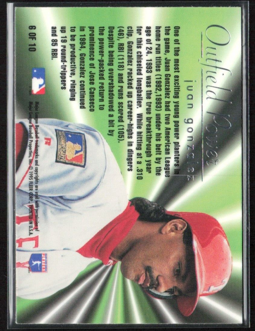 Juan Gonzalez 1995 Flair Outfield Power #6 Texas Rangers
