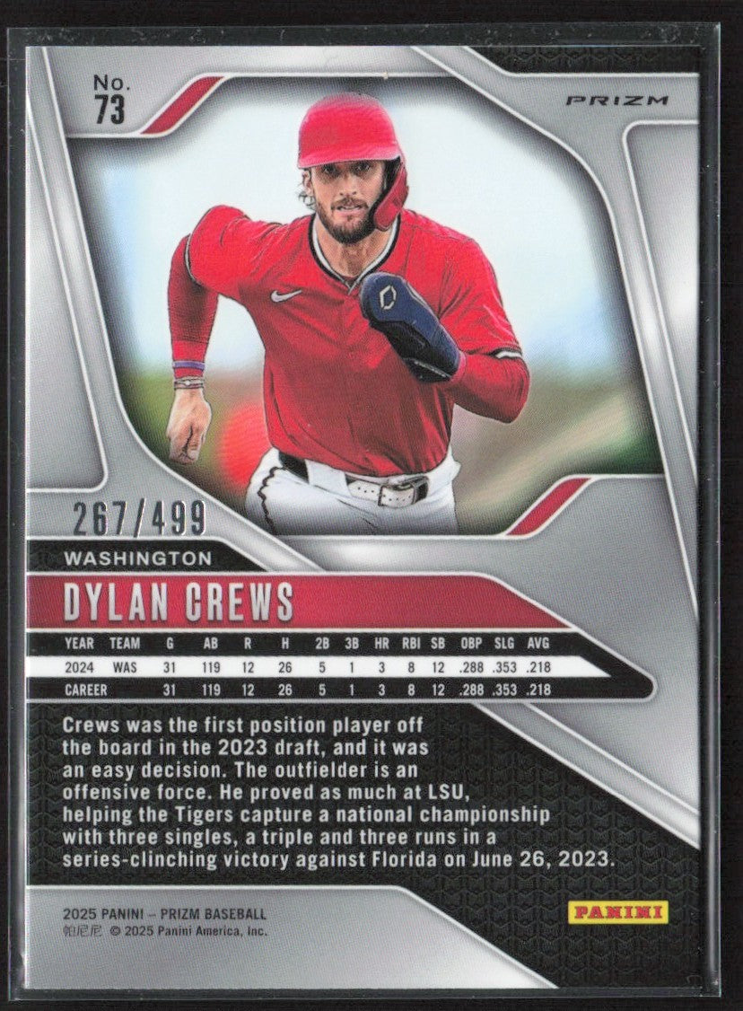 Dylan Crews 2025 Panini Prizm Pulsar RC /499 #73 Washington Nationals