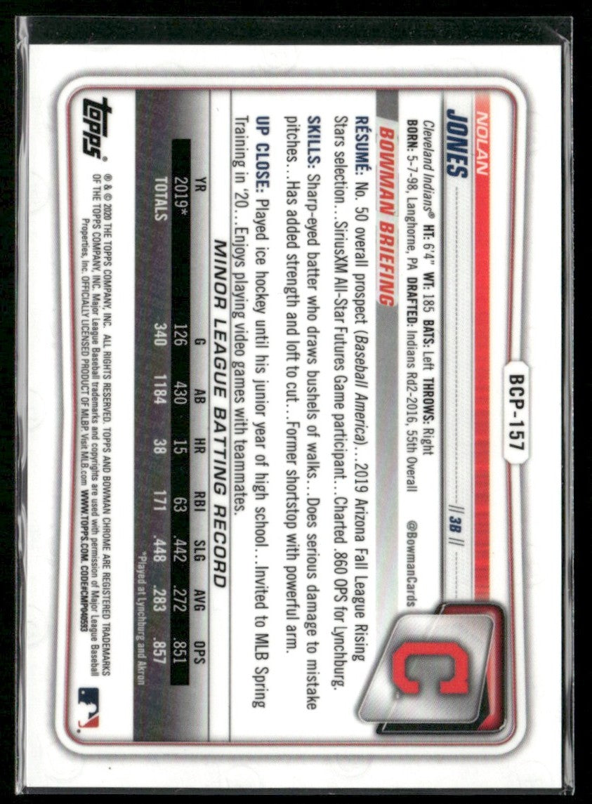 Nolan Jones 2020 Bowman Chrome Prospects Mojo Refractor Pink /199 #BCP-157