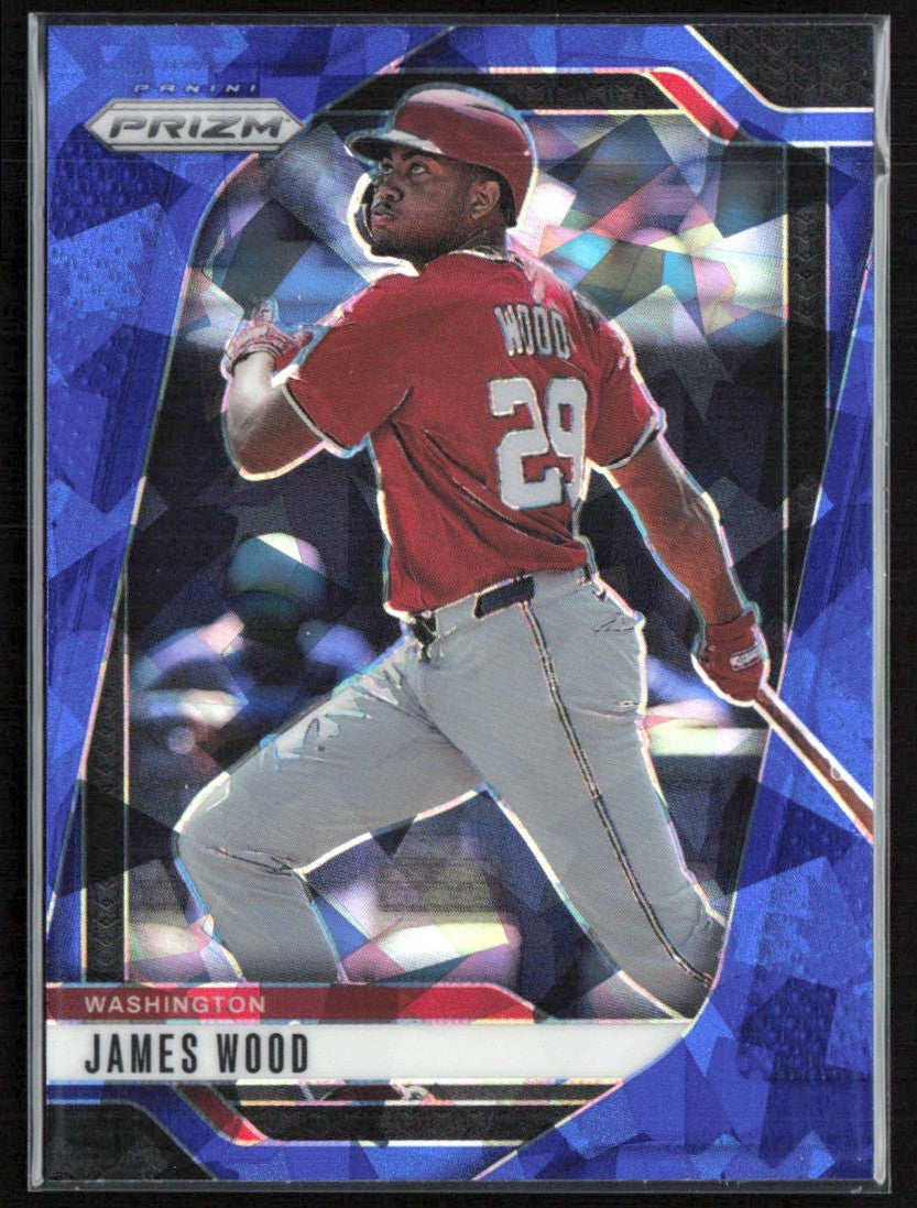 James Wood 2025 Panini Prizm Blue Cracked Ice #38 Washington Nationals