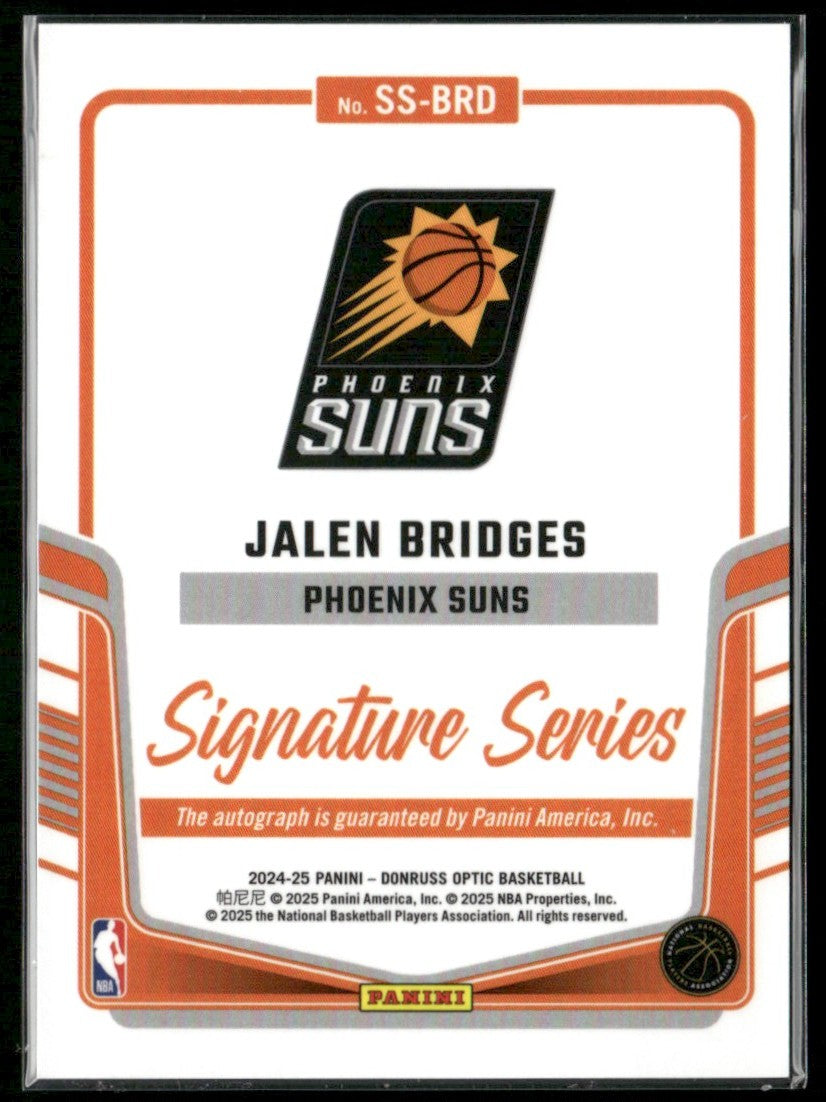 Jalen Bridges 2024 Donruss Optic Signature Series RC AUTO #SS-BRD Phoenix Suns
