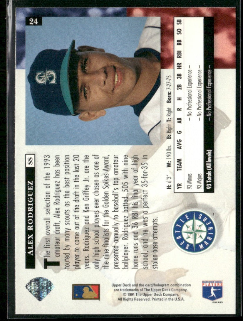 Alex Rodriguez 1994 Upper Deck RC #24 Seattle Mariners