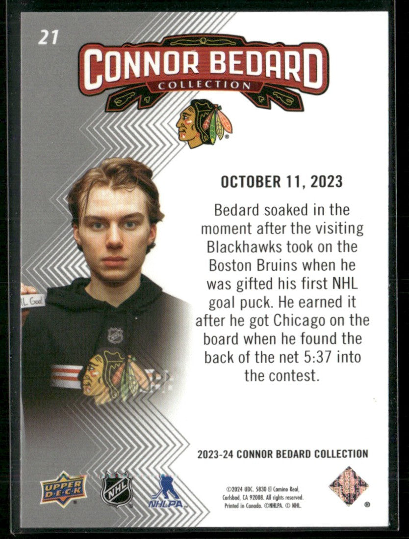 Connor Bedard 2023 Upper Deck Collection Highlights #21 Chicago Blackhawks