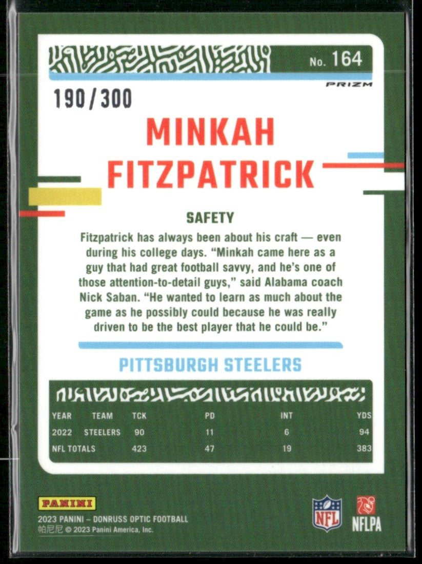 Minkah Fitzpatrick 2023 Donruss Optic Wave Prizm /300 #164 Pittsburgh Steelers