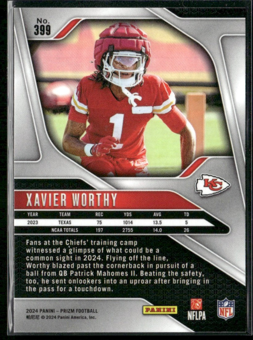 Xavier Worthy 2024 Panini Prizm RC #399 Kansas City Chiefs