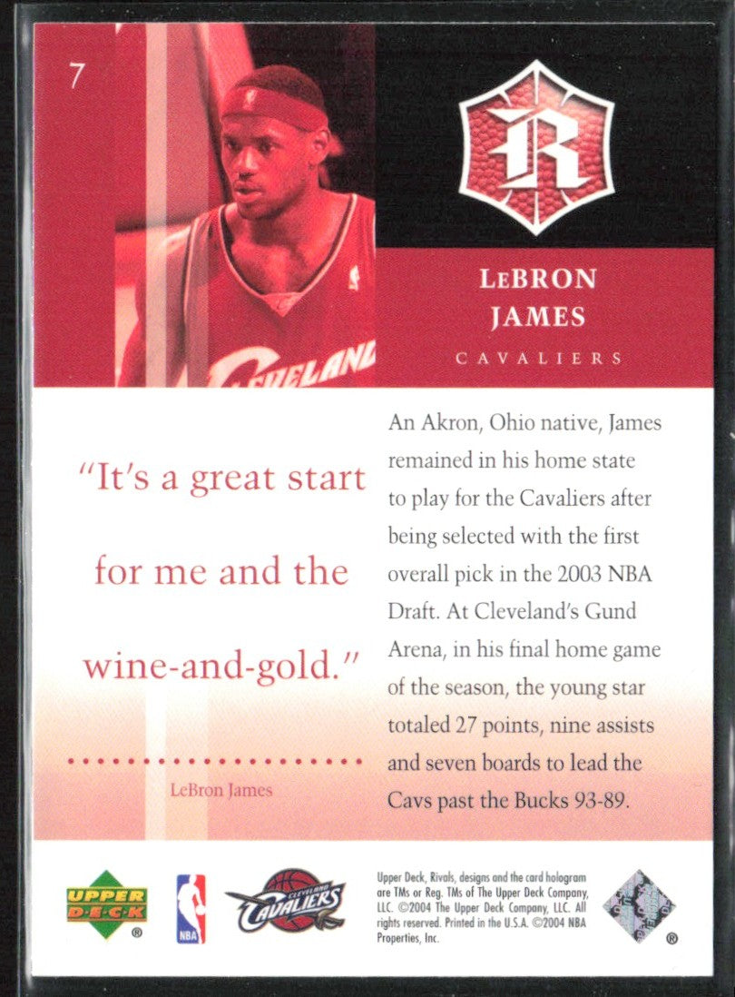 LeBron James 2004 Upper Deck Rivals #7 Cleveland Cavaliers