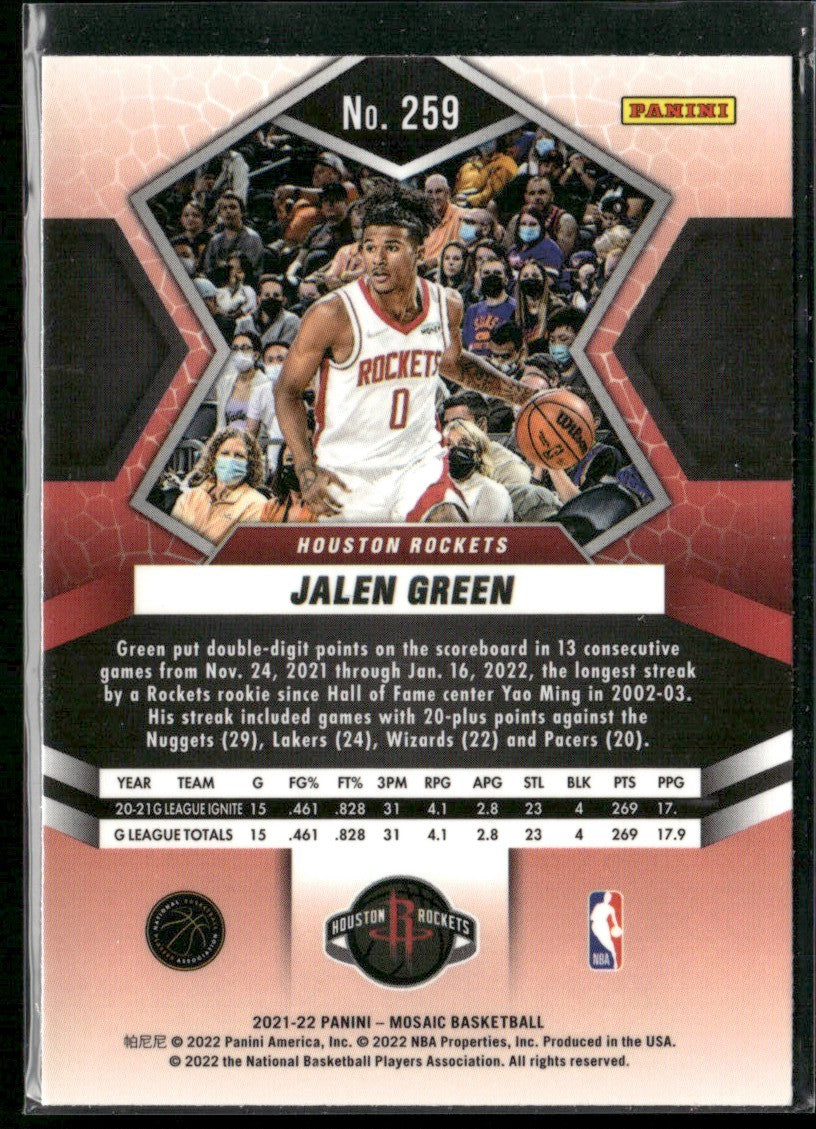 Jalen Green 2021 Panini Mosaic RC #259 Houston Rockets