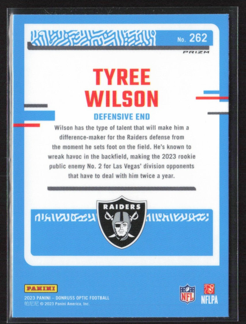Tyree Wilson 2023 Donruss Optic Purple Shock RC #262 Las Vegas Raiders