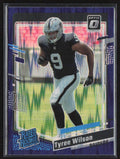 Tyree Wilson 2023 Donruss Optic Purple Shock RC #262 Las Vegas Raiders