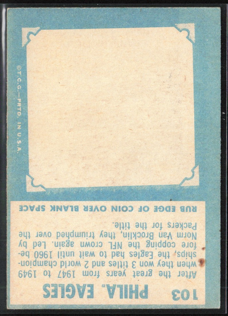 Philadelphia Eagles 1961 Topps #103 Philadelphia Eagles