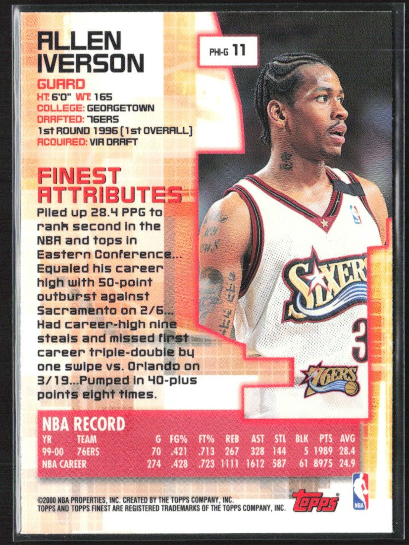 Allen Iverson 2000 Topps Finest #11 Philadelphia 76ers