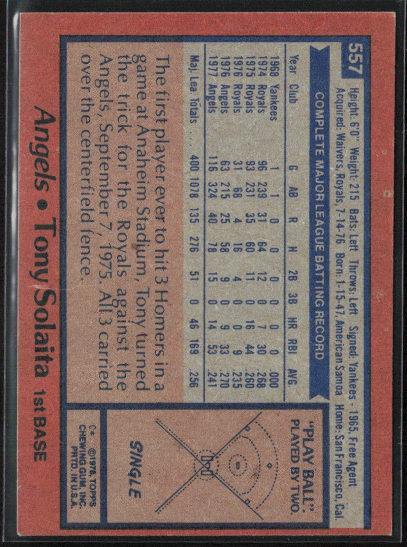 Tony Solaita 1978 Topps #557 California Angels