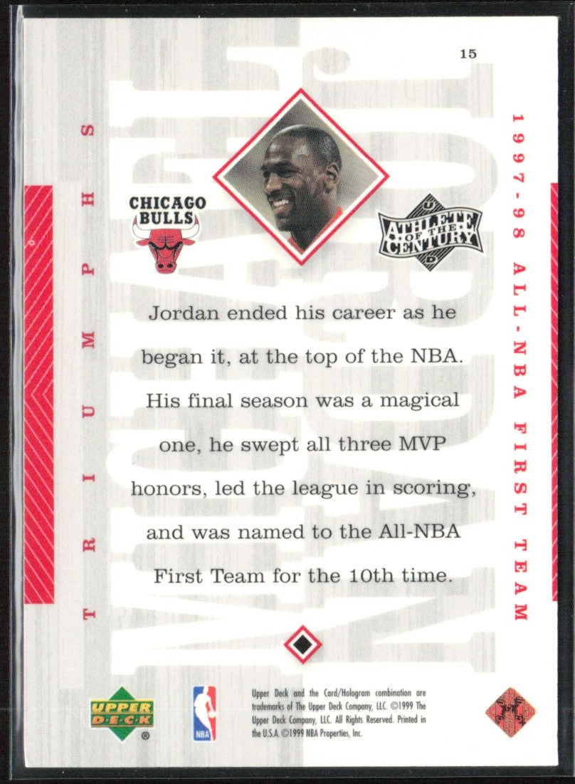 Michael Jordan 1999 Upper Deck Athlete of the Century #15 Chicago Bulls