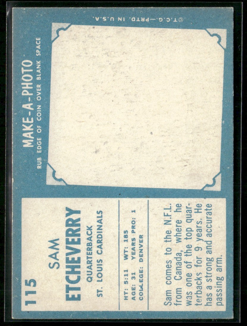 Sam Etcheverry 1961 Topps RC #115 St. Louis Cardinals