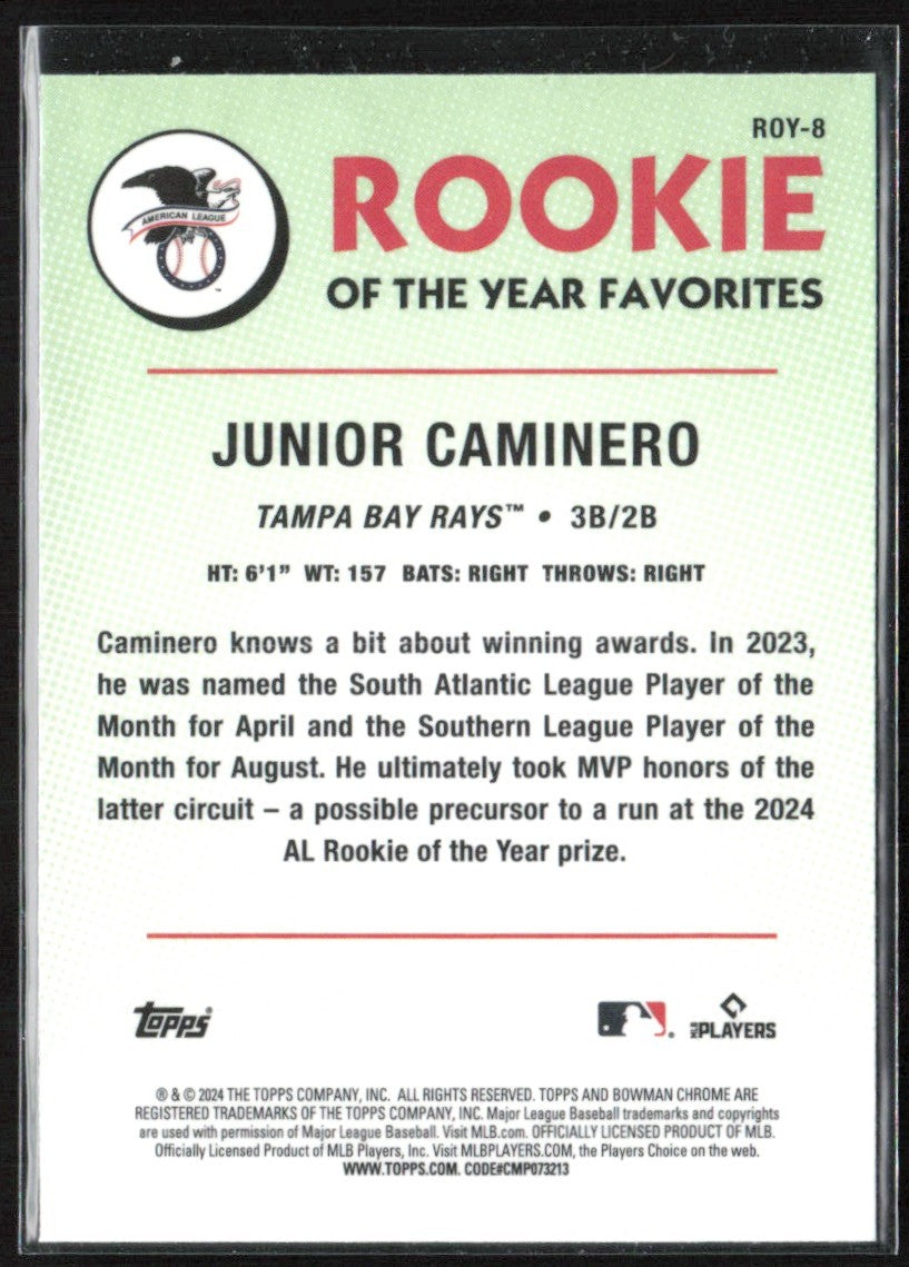 Junior Caminero 2024 Bowman Rookie of the Year Favorites RC #ROY-8