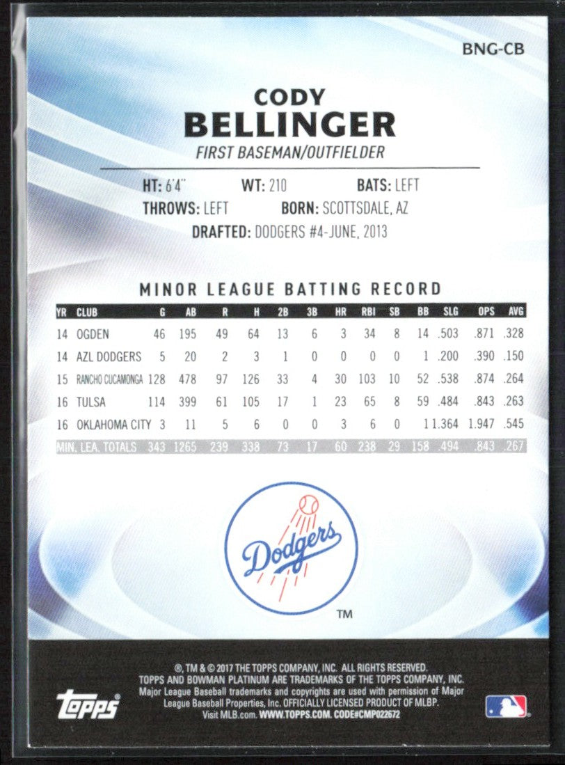 Cody Bellinger 2017 Bowman Platinum Bowman's Next Generation #BNG-CB
