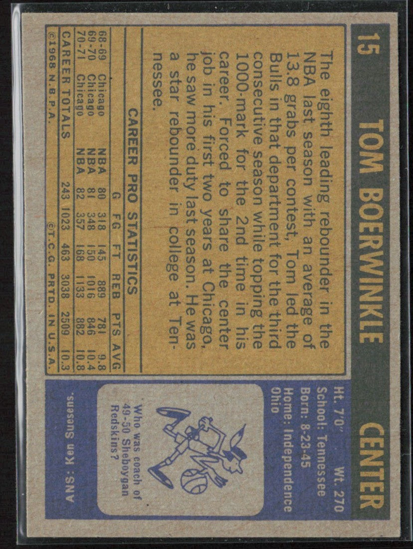 Tom Boerwinkle 1971 Topps #15 Chicago Bulls