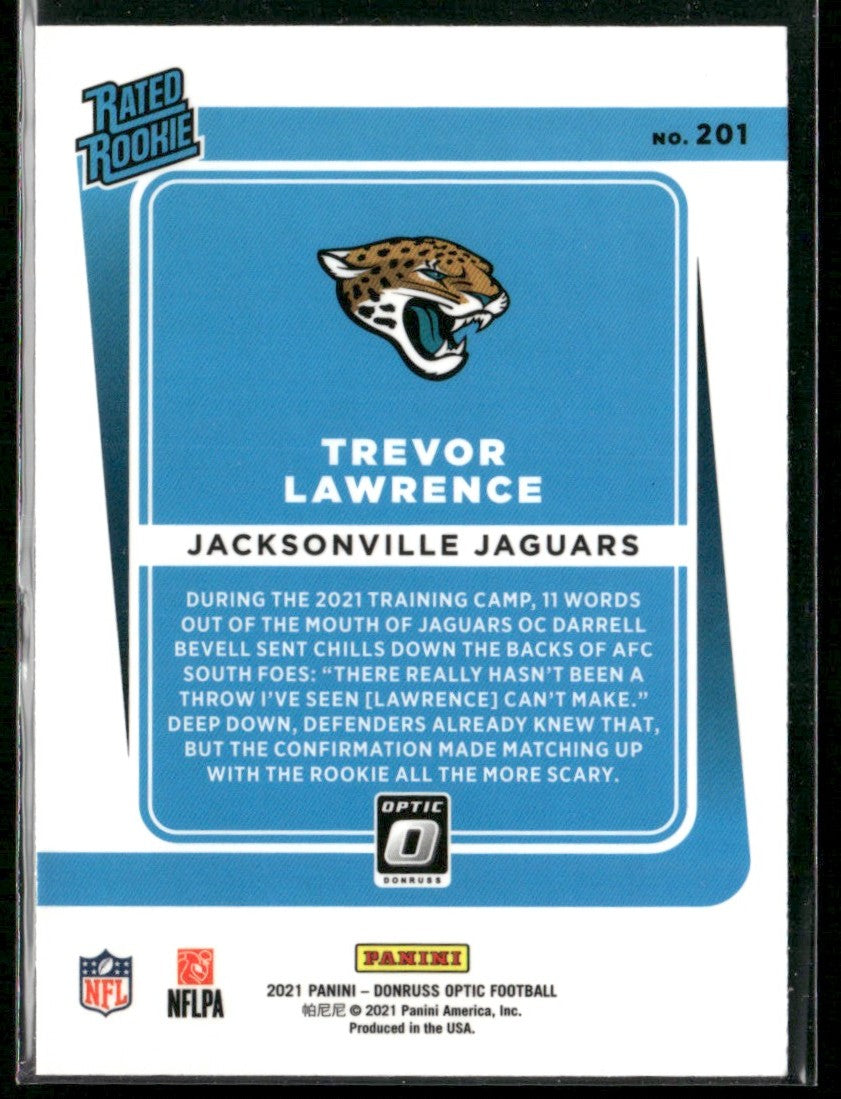 Trevor Lawrence 2021 Donruss Optic Rated Rookie RC #201 Clemson Tigers