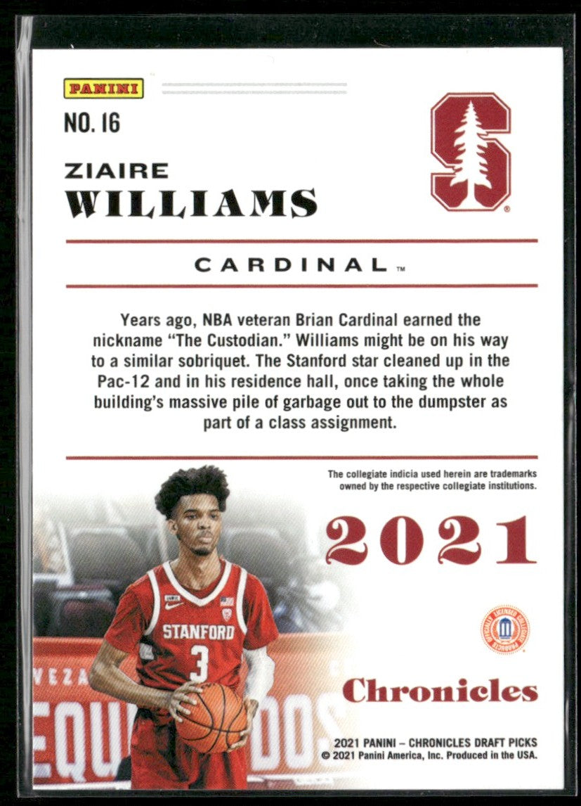 Ziaire Williams 2021 Panini Chronicles Draft Picks Blue RC /99 #16