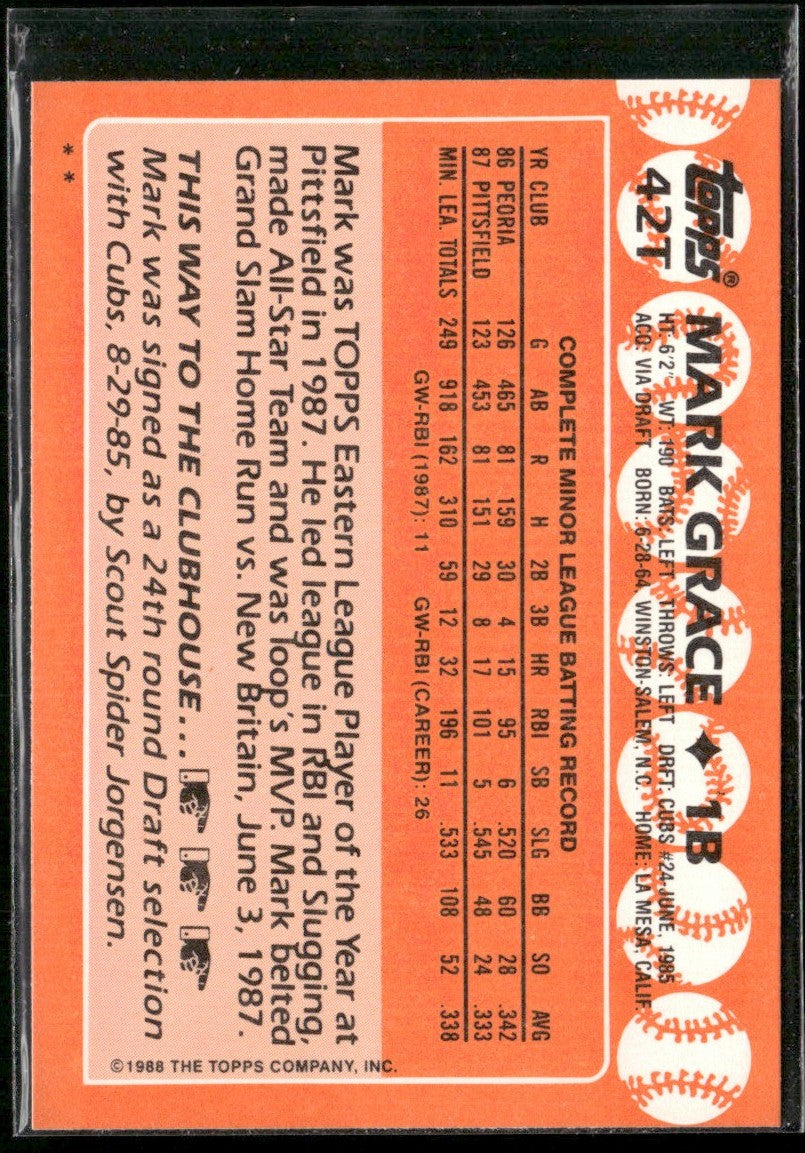 Mark Grace 1988 Topps Traded RC #42T Chicago Cubs
