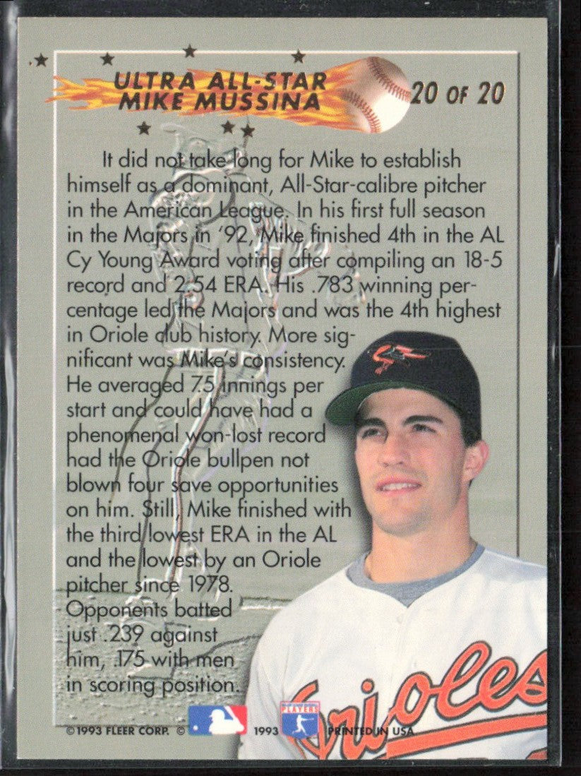 Mike Mussina 1993 Fleer Ultra All-Stars #20 Baltimore Orioles