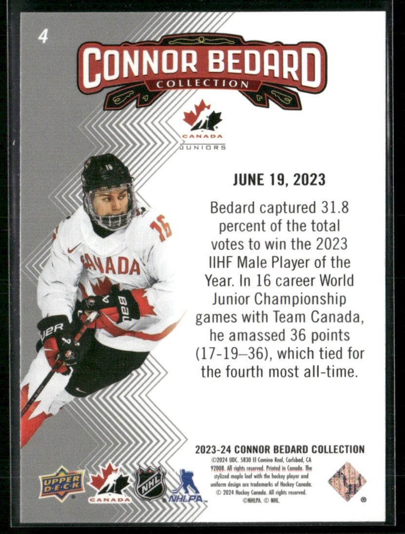 Connor Bedard 2023 Upper Deck Collection Highlights #4 Chicago Blackhawks